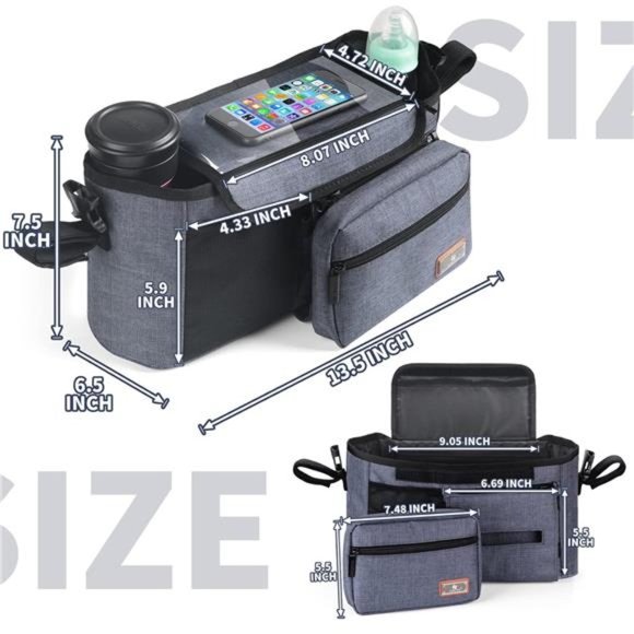 Universal Stroller Organizer, Stroller Large Storage Bag with Cup Holder - Picture 3 of 7